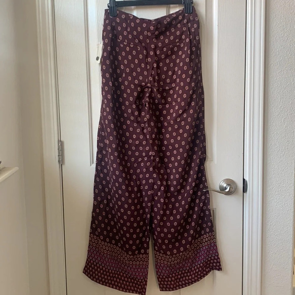 Anthropologie Marsden Wide leg Boho multi color geo print viscose pants size 0 - Picture 7 of 14